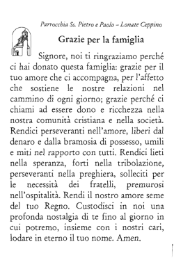 Grazie per la famiglia - parrocchia di lonate ceppino