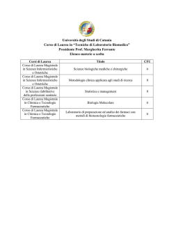 Elenco materie a scelta - Medicina - Università degli Studi di Catania