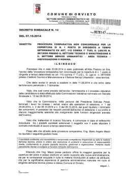 Decreto Sindacale n. 14 del 07/10/2014