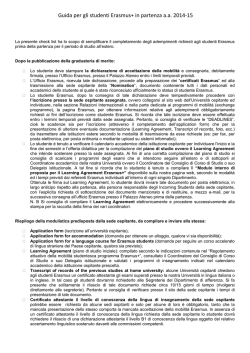 Guida agli adempimenti prima della partenza 2014-15
