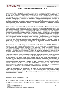 INPGI, Circolare 27 novembre 2014, n. 7