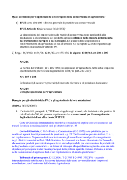 eccezioni per le regole della concorrenza in agricoltura
