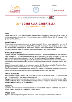 GARA La 23^ edizione di “Corri alla Garbatella”, gara podistica