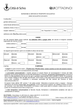 Iscrizione al servizio di trasporto scolastico