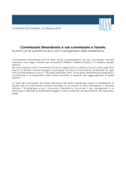 14 OTT Commissario Straordinario e sub commissario a Taranto