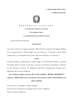 contro per la riforma della sentenza del T.A.R. LAZIO – ROMA