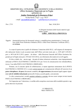 Nota n.2719 del 18/6/2014 - Ambito Territoriale per la provincia di Bari
