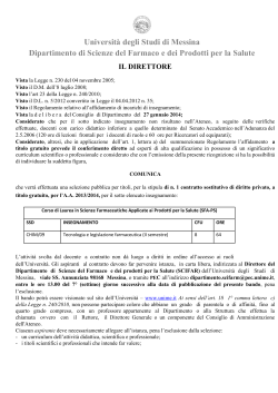 Bando contratto gratuito 2013 2014 Corso di Laurea in Scienze