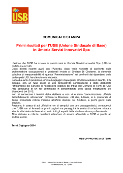 Comunicato Stampa USI 3-6-2014 - Umbria