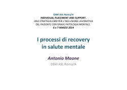 I processi di recovery in salute mentale