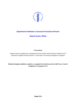 ISS-Commissariato alle Bonifiche. Analisi Ortofrutta