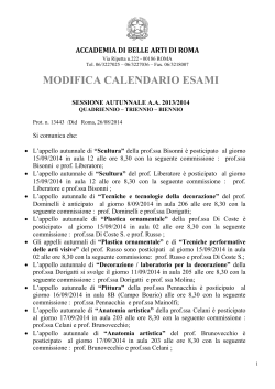 Modifica calendario esami - Accademia di Belle Arti di Roma