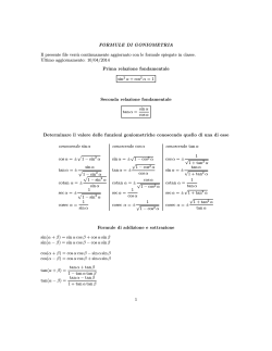 Formule goniometria - Sito web del Prof. Carlo Della Pietra