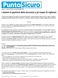 Stampa - I sistemi di gestione della sicurezza e gli