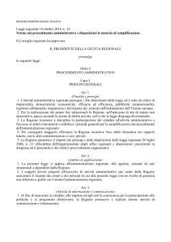 Legge regionale 14 ottobre 2014, n. 14. Norme sul procedimento