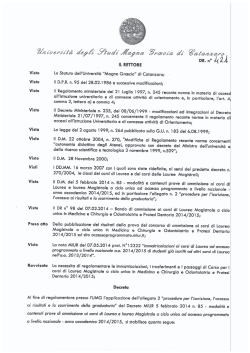 Decreto Rettorale norme per a.a. 2014 2015 Medicina e Chirurgia e