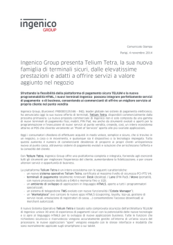 Ingenico Group presenta Telium Tetra, la sua nuova