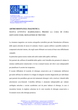 ARTRO RISONANZA MAGNETICA NUOVA ATTIVITA