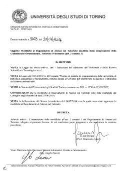 Regolamento di Ateneo sul Tutorato (D.R. 3768 del 21/07/2014)