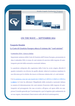 on the wave — september 2014 - Studio legale Garbarino Vergani