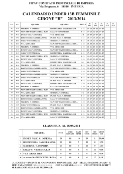 calendario under 13b femminile girone "b" 2013/2014