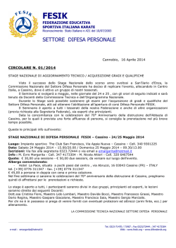 Difesa personale &ndash; Circolare 1-2014