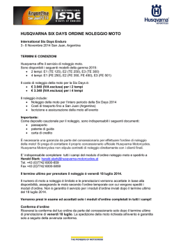 HUSQVARNA SIX DAYS ORDINE NOLEGGIO MOTO