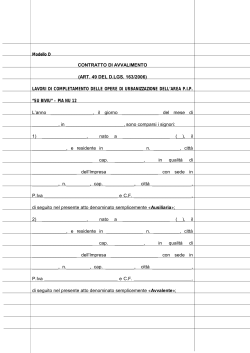 Modello D CONTRATTO DI AVVALIMENTO