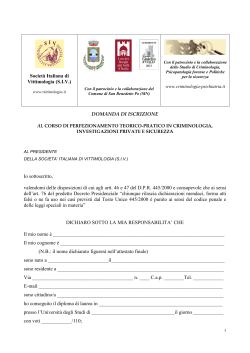 Società Italiana di Vittimologia (S.I.V.) DOMANDA DI ISCRIZIONE Io