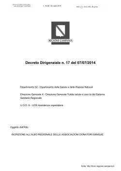 Decreto Dirigenziale n. 17 del 07/07/2014 - Burc