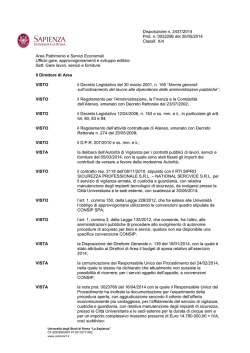 Disposizione n. 2437/2014 Prot. n. 0032296 del 30/05