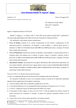 indicazione operative e calendario delle prove