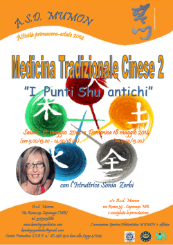 I Punti Shu antichi&rdquo; - Karate-Yoga-Shiatsu