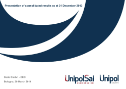 Presentation of consolidated results as at 31 December 2013