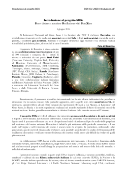Introduzione al progetto SOX: Short distance neutrino
