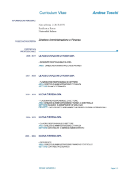 informazioni personali posizione ricoperta esperienza professionale