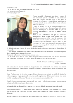 Per la Prof.ssa Maria Billè docente di Diritto ed Economia Sit tibi