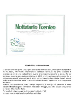 Inizia la difesa antiperonosporica Le precipitazioni dei giorni 18