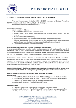 I Corso Istruttore di Calcio a 5 FISDIR