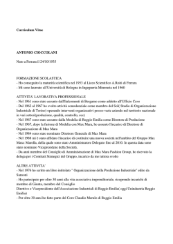 Curriculum Vitae ANTONIO CIOCCOLANI Nato a Ferrara il