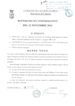 AVVISO - Referendum Confermativo del 23 Novembre 2014