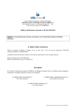Delibera del Direttore Generale n. 407 del 19/05/2014 Oggetto