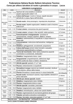 In allegato il calendario