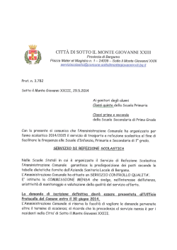 Refezione scolastica Scuola secondaria