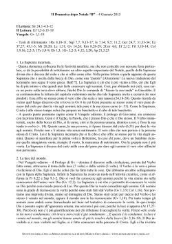 II Domenica dopo Natale &ldquo;B&rdquo; &ndash; 4 Gennaio 2015 I Lettura: Sir 24,1