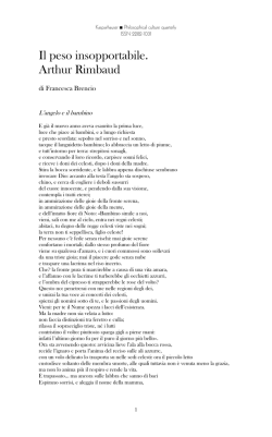 Il peso insopportabile. Arthur Rimbaud