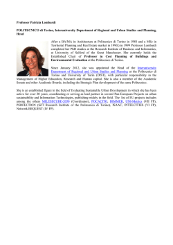 Professor Patrizia Lombardi POLITECNICO di Torino, Interuniversity