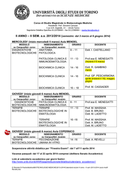 II SEM. aa 2013/2014 - Corso di Laurea Magistrale in Biotecnologie