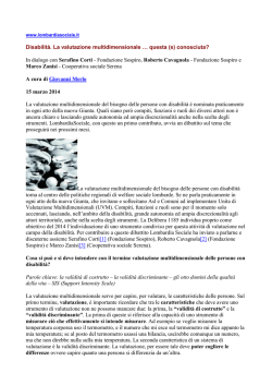 Disabilit&agrave;. La valutazione multidimensionale &hellip; questa (s) conosciuta?