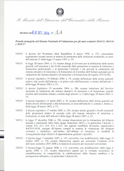 Direttiva del[[8 SET. 2Ol4.- n? ..1-A Priorit&agrave; strategiche del Sistema
